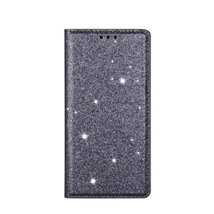 Sonstige Marke, iPhone 14 Plus Flip Wallet Cover Leder Tasche Glitzer Optik - Grau, 