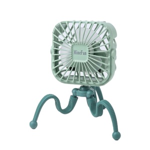 undefined, (9x9cm) USB Ventilator LED Lüfter Wiederaufladbar 500mAh + Octopus Tripod Standfuss - Grün, 