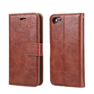 Apple, iPhone 8 / iPhone 7 Leder Tasche mit Kartenfächer + Magnetische Schutzhülle - Braun (Glanz), 