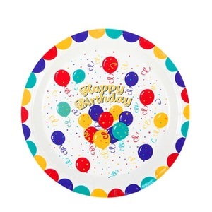 Sonstige Marke, (10er Set) Ø23cm Einweg Teller Party Geschirr Tisch Dekoration - Happy Birthday, 