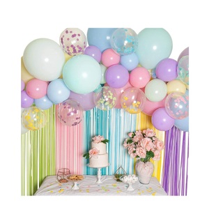 Sonstige Marke, (117-tlg. Set) Party Luftballons Latex- und Konfettiballons + Lametta Vorhang - Bunt, 