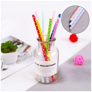 Sonstige Marke, (25er Set) 20cm Papier Strohhalm Trinkhalm - Punkte (Bunt), 