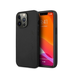 Perlen, AMG Mercedes Benz - iPhone 13 Pro Max Echtleder Hardcase Hülle Hot Stampe (AMHCP13XDOLBK) - Schwarz, 