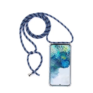 Samsung, Apfelkiste © - Samsung Galaxy S21 5G Necklace Gummi Hülle Air Cushion Fallschutz + Handykette (150cm) - Blau / Silber, 