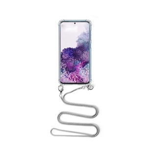 Samsung, Apfelkiste © - Samsung Galaxy A40 Necklace Gummi Hülle Air Cushion Fallschutz + Schlangenkette (1.2m) - Silber, 