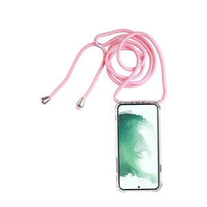 Apfelkiste, Apfelkiste © - Samsung Galaxy A53 5G Necklace Gummi Hülle Air Cushion Fallschutz + Handykette (150cm) - Rosa / Silber, 