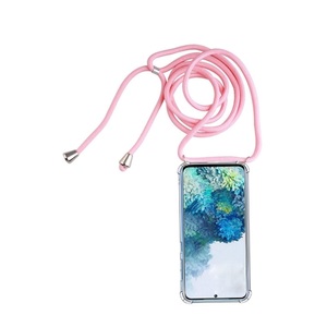 Huawei, Apfelkiste © - Huawei P40 Lite Necklace Gummi Hülle Air Cushion Fallschutz + Handykette (150cm) - Rosa / Silber, 