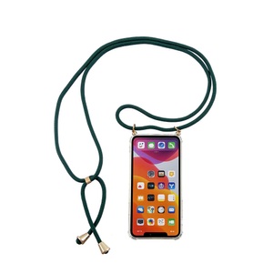 Apple, Apfelkiste © - iPhone 11 Pro Max Necklace Gummi Hülle Air Cushion Fallschutz + Handykette (150cm) - Grün / Gold, 