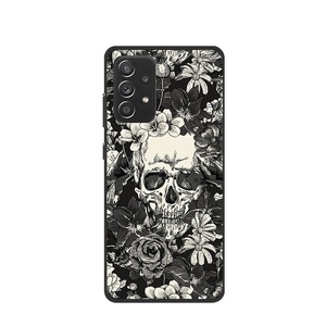 Apfelkiste, Apfelkiste © - Samsung Galaxy A53 5G Gummi Case Hülle Ultra Thin Skull Flowers - Schwarz, 