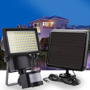 Sonstige Marke, 120 LED's Solar Outdoor Lampe Wandleuchte mit PIR Sensor / Bewegungserkennung Spritzwasserfest (IP65) - Schwarz, 