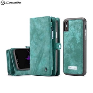 Apple, Caseme - iPhone Xs / X 3in1 Echtleder Tasche + Hardcase Karten Etui - Grün, 