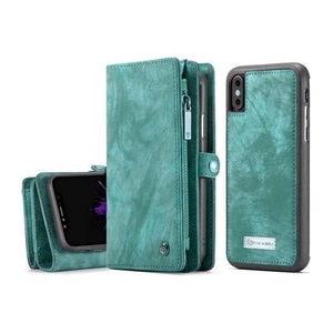 Apple, Caseme - iPhone Xs / X 3in1 Echtleder Tasche + Hardcase Karten Etui - Grün, 