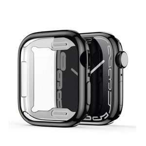 Dux Ducis, Dux Ducis - Apple Watch 7 (41mm) Gummi Bumper Hülle mit Galvanisiertem Rahmen + Display Schutzfolie - Schwarz, 