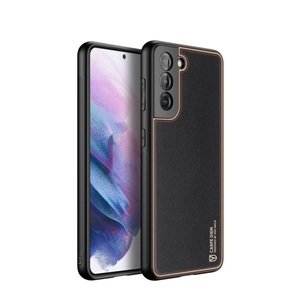 Samsung, Dux Ducis - Samsung Galaxy S21+ Plus 5G Galvanisierte Hardcase Hülle mit Lederüberzug - Schwarz, 
