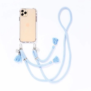 3mm, ETUUI - iPhone SE (2020) / 8 / 7 / 6S Necklace Hybrid TPU Hülle Air Cushion Fallschutz + Handykette - Hellbau, 