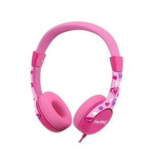 EasySMX, EasySMX - Kinder Kopfhörer 3.5mm Klinke On-Ear Headset 85dB Begrenzte Lautstärke Grössenverstellbar (84-0008) - Pinke Herzen, 