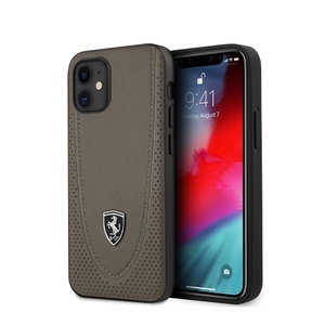 Apple, Ferrari - iPhone 12 Mini Echtleder Hardcase Hülle Shield Off Track Stitch Line (FEOGOHCP12SBR) - Braun, Ferrari - iPhone 12 Mini Echtleder Hardcase Hülle Shield Off Track Stitch Line (FEOGOHCP12SBR) - Braun