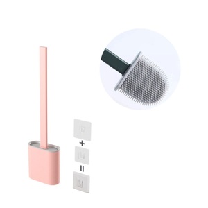 Sonstige Marke, Flexible WC Bürste Silikon Toiletten Abfluss Reiniger mit Wandhalterung - Rosa, 