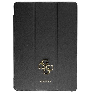 Guess, Guess - iPad Pro 12.9" (2021/2020/2018) Leder Saffiano Tasche Metall Logo (GUIC12PUSASBK) - Schwarz / Gold