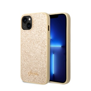 Guess, Guess - iPhone 14 Hardcase Hülle Glitter Script (GUHCP14SHGGSHD) - Gold / Transparent, 