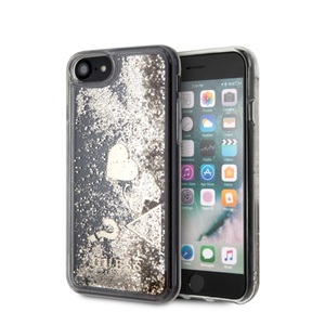 Guess, Guess - iPhone SE (2022/2020) / 8 / 7 / 6S Hardcase Hülle Liquid Glitter Hearts (GUHCI8GLHFLGO) - Gold / Transparent, 