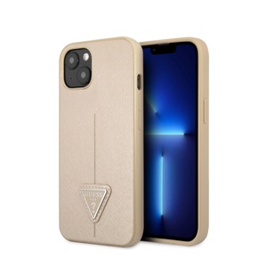 Guess, Guess - iPhone 13 Leder Saffiano Hardcase Hülle (GUHCP13MPSATLE) - Beige, 
