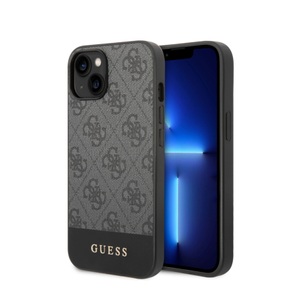 Guess, Guess - iPhone 14 Leder Hardcase Hülle 4G Stripe (GUHCP14SG4GLGR) - Schwarz, 