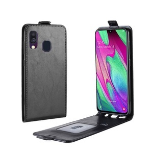 Samsung, Samsung Galaxy A40 Leder Tasche mit vertikaler Flip-Funktion - Schwarz, Samsung Galaxy A40 Leder Tasche mit vertikaler Flip-Funktion - Schwarz