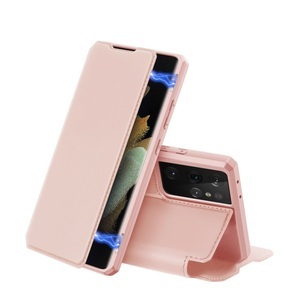 Samsung, Dux Ducis - Samsung Galaxy S21 Ultra 5G Magnet Flip Wallet Cover Leder Tasche - Roségold, 
