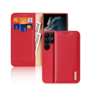 Dux Ducis, Dux Ducis - Samsung Galaxy S23 Ultra 5G Flip Wallet Cover Echtleder Tasche (RFID Schutz) - Rot, DuxDucis - Galaxy S23 Ultra Dux Ducis Hivo Series Etui, Weiss Bunt