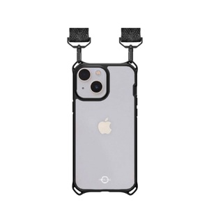 ITSKINS, ITSkins - iPhone 13 Mini / 12 Mini Hybrid Sling Antimikrobielle Necklace Schutz Hardcase Hülle (Fallschutz 3 Meter) - Schwarz / Transparent, 