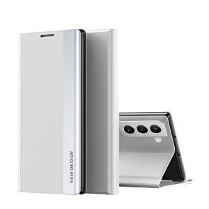 Sonstige Marke, Samsung Galaxy S22 5G Leder Tasche Flip Cover + Magnetverschluss - Weiss, 