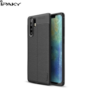 Huawei, IPAKY - Huawei P30 Pro Gummi Hülle Litchi Look - Schwarz, 