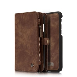 Apple, Caseme - iPhone 8 / iPhone 7 3in1 Echtleder Tasche + Hardcase und Karten Etui - Dunkelbraun, 