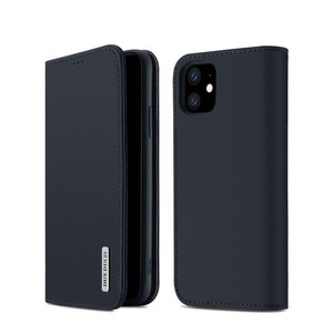 Apple, Dux Ducis - iPhone 11 Flip Wallet Cover Echtleder Tasche Wish Series - Dunkelblau, 