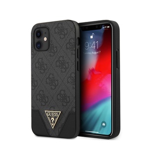 Apple, Guess - iPhone 12 Mini Hardcase Hülle Charms Triangle (GUHCP12SPU4GHBK) - Grau, 