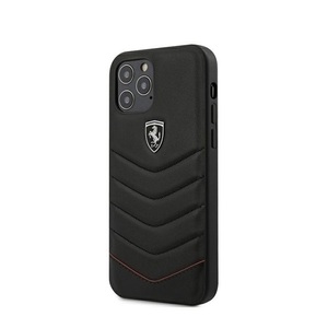 Apple, Ferrari - iPhone 12 Pro Max Off Track Quilted Echtleder Hardcase Schutzhülle (FEHQUHCP12LBK) - Schwarz, 