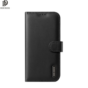 Apple, Dux Ducis - iPhone 12 Pro Max Flip Wallet Cover Echtleder Tasche Hivo Series (RFID Schutz) - Schwarz, 