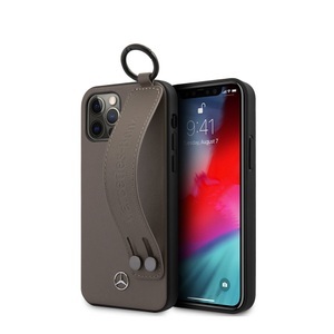 Apple, Mercedes Benz - iPhone 12 / iPhone 12 Pro Echtleder Hülle Hand Strap (MEHCP12MLSSBR) - Braun, 