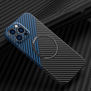 Sonstige Marke, iPhone 13 Pro MagSafe Hardcase Hülle im Carbon Look - Schwarz / Blau, 