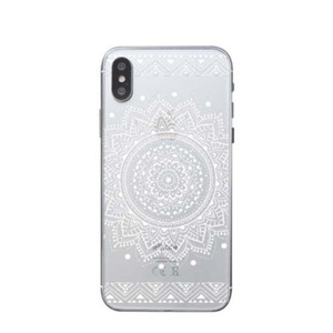 Apple, Apfelkiste © - iPhone Xs / X Gummi Case Hülle Ultra Thin Mandala - Transparent / Weiss, 
