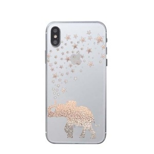 Apple, Apfelkiste © - iPhone Xs / X Gummi Case Hülle Ultra Thin Elefant mit Sternen - Transparent, 