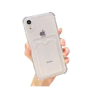 Sonstige Marke, iPhone Xr Gummi Case Hülle mit Kartenfach + Air Cushion Fallschutz - Transparent, 