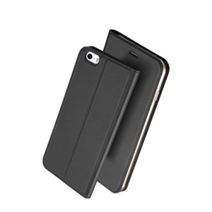 Apple, Dux Ducis - iPhone SE / 5S / 5 Flip Wallet Cover Leder Tasche - Grau, 