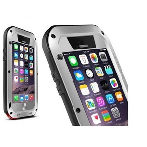 Apple, LOVE MEI - iPhone 6 / 6S Silikon Metall Outdoor Case + Gorilla Glas - Silber, 