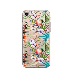 Apple, Apfelkiste © - iPhone 8 / 7 / 6S / 6 Gummi Case Hülle Ultra Thin Flamingos & Blumen - Transparent, 