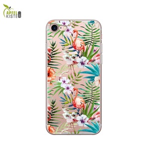 Apple, Apfelkiste © - iPhone 8 / 7 / 6S / 6 Gummi Case Hülle Ultra Thin Flamingos & Blumen - Transparent, 