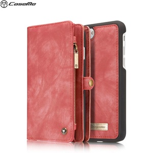 Apple, Caseme - iPhone 8 Plus / 7 Plus 3in1 Echtleder Tasche + Hardcase und Karten Etui - Rot, 
