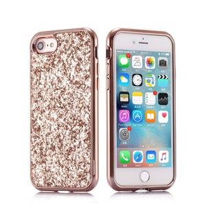 Apple, iPhone 8 / iPhone 7 Galvanisierte Glitzer Hardcase Hülle - Roségold, 