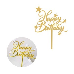 Sonstige Marke, Kuchenstecker Happy Birthday Sterne Acryl Tortenstecker Topper Dekoration für Torten / Kuchen - Gold, 